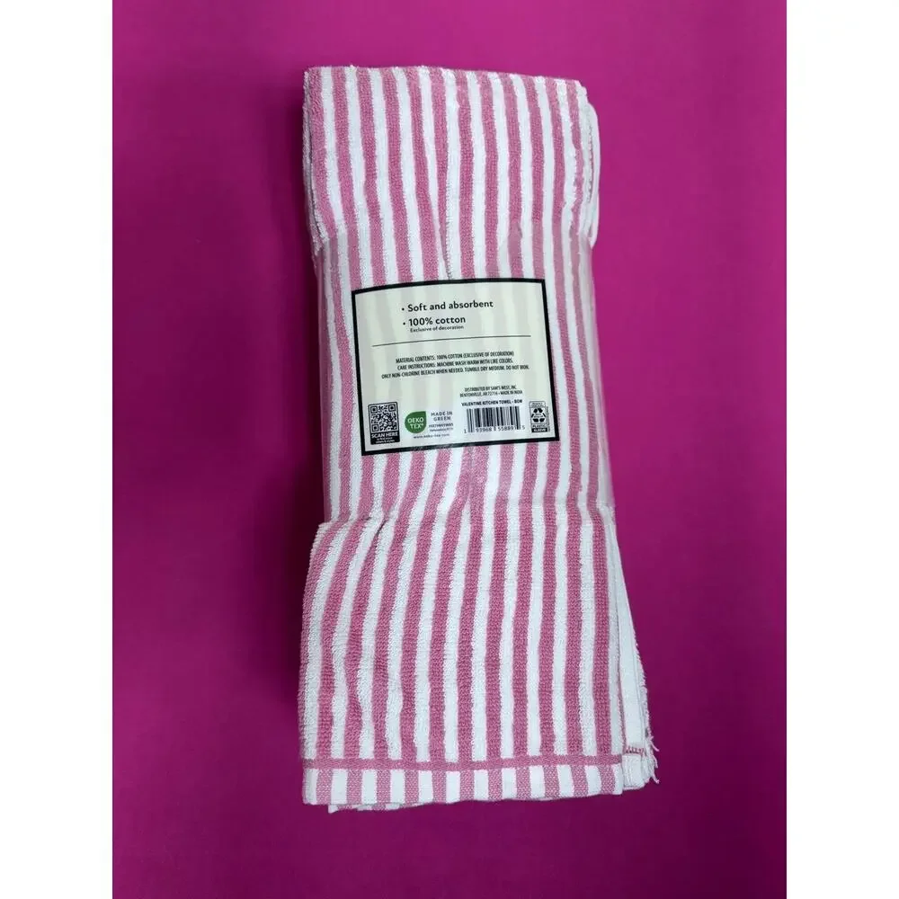 Member’s Mark Kitchen Towel Set 8 Pack Bow Hearts 17x28 Cotton Valentine